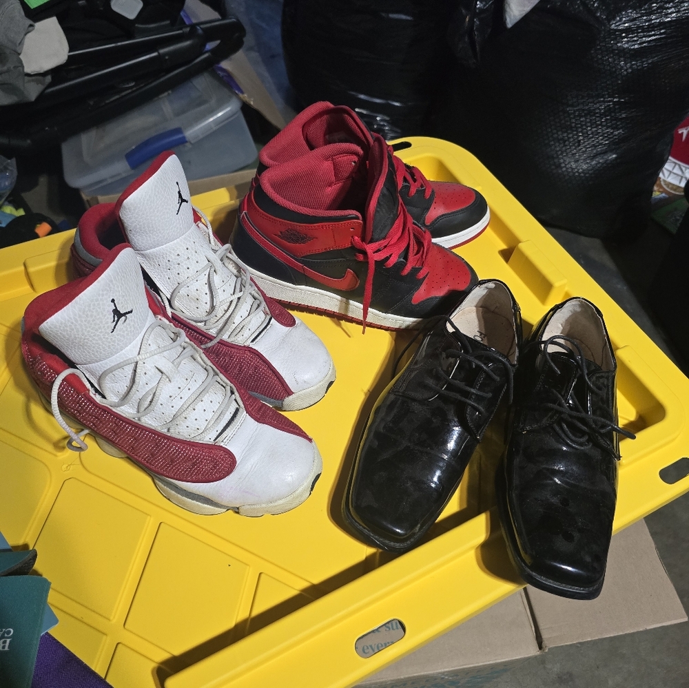 Jordan 13s and Jordan 1s size 7y and 6.5y